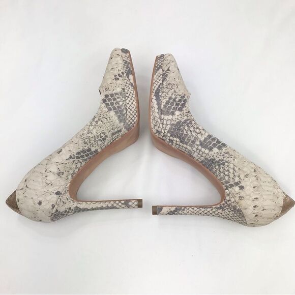 Sam Edelman CELIA Cream Snake Print Leather Pointed Toe High Heel Pumps Like New - Picture 9 of 15